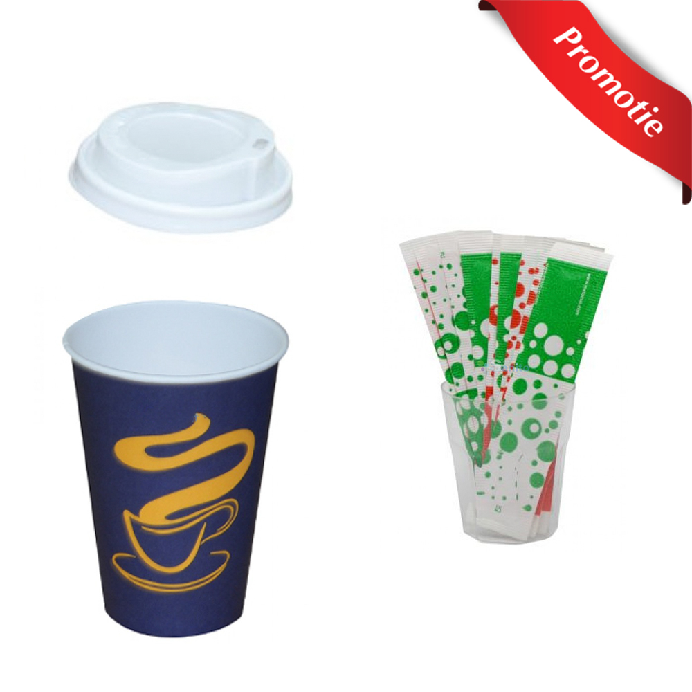 Pachet 1 bax pahare cafea 1 bax capace si 1 bax palete